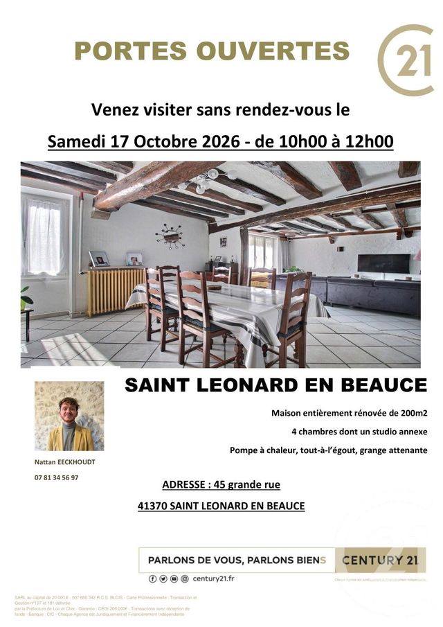 Maison &agrave; vendre - 8 pi&egrave;ces - 200,45 m2 - Beauce La Romaine - 41 - CENTRE